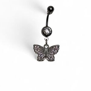 Silver Butterfly Dangle Belly Ring ✨